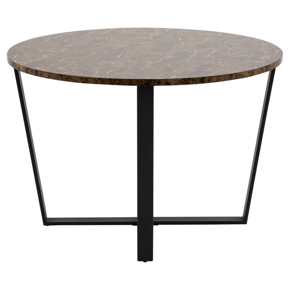 Dining table Ablo, brown marble look, D110cm, H75 cm