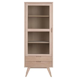 Display cabinet Alina, oak veneer, H190x72x42cm