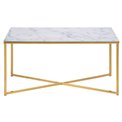 Kafijas galds Alis, stikla virsma, balta marmora izskats, H45x90x50cm
