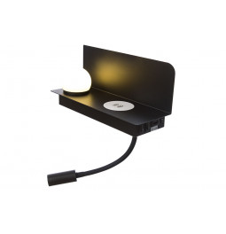 Wall lamp Zelva QI/USB, black, 2 LED 3W, 28x10x13cm