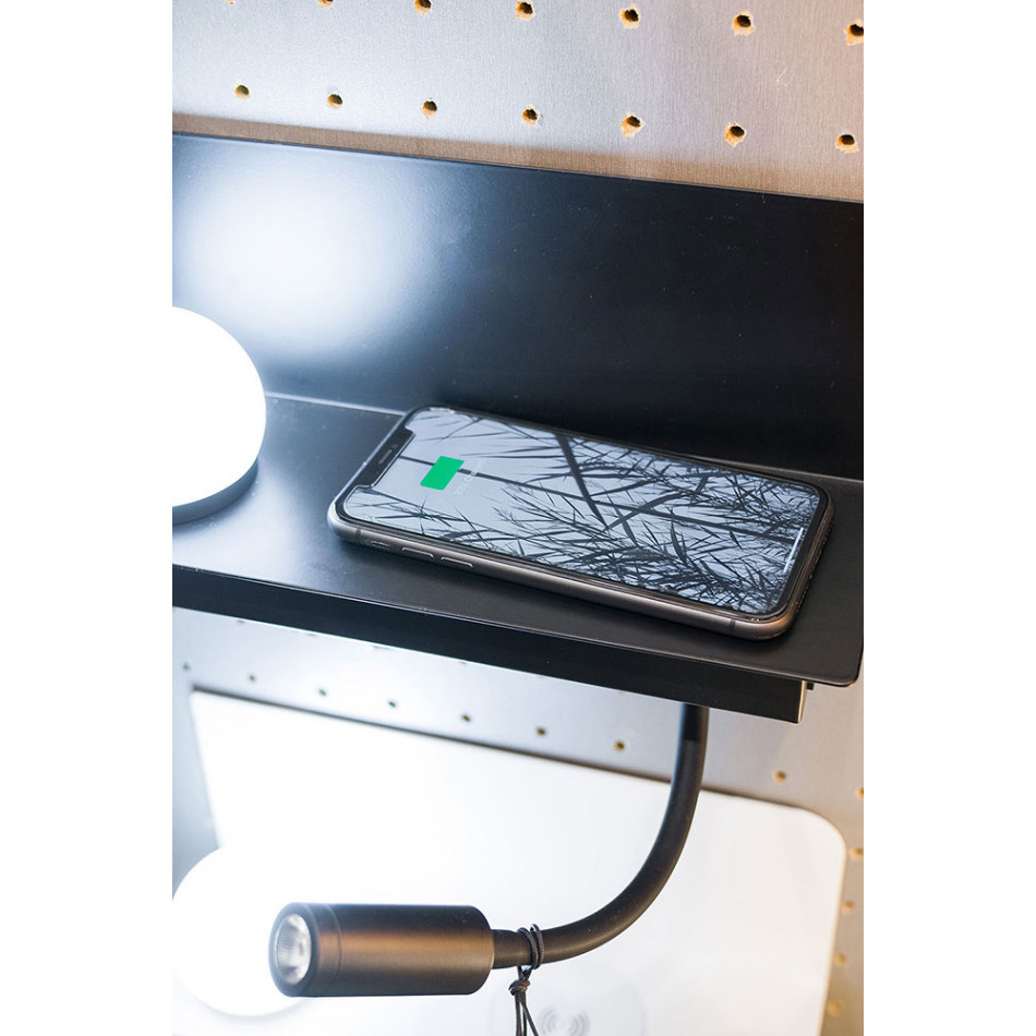 Настенный светильник  Zelva QI/USB, черный, 2 LED 3W, 28x10x13cm
