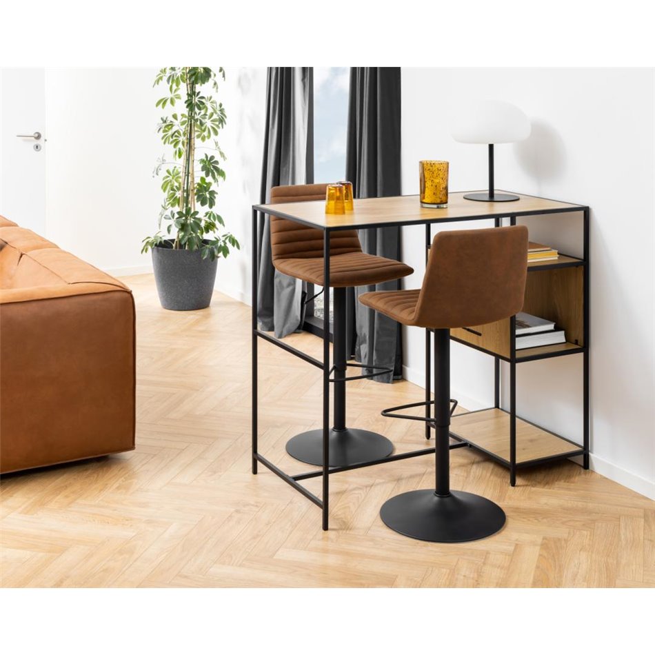 Bar stool Akim, set of 2 pcs, brown, H110.5x50x46cm, seat height 60-82cm