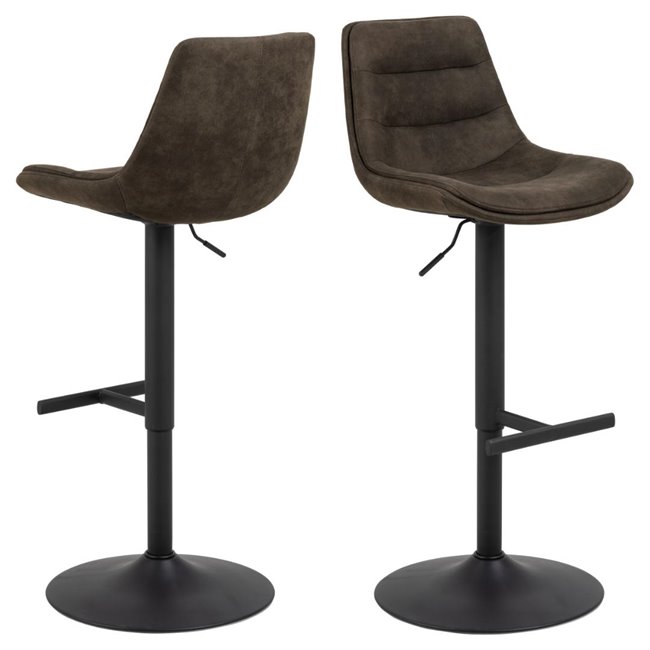 Bar stool Aisa, set of 2 pcs, anthracite, H95x47x52.5cm, seat height 65-86cm