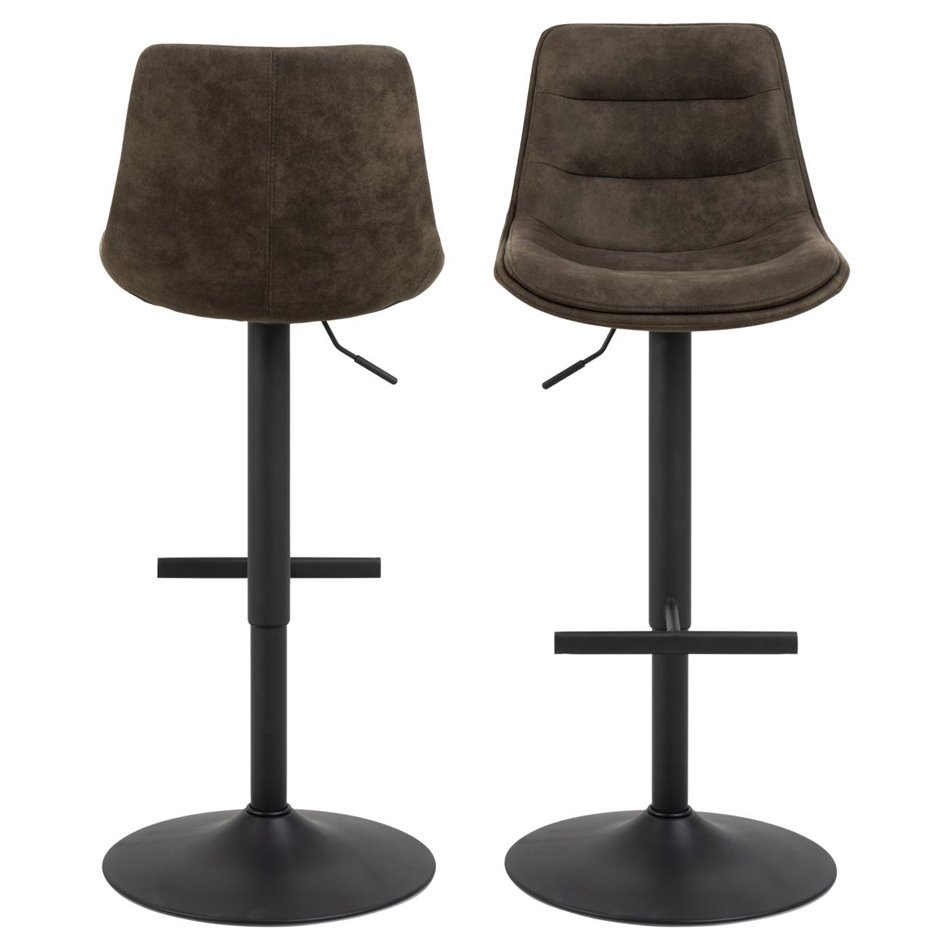 Bar stool Aisa, set of 2 pcs, anthracite, H95x47x52.5cm, seat height 65-86cm
