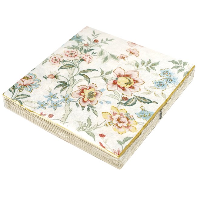 Pack of 20 paper napkins Zen Garden, white, 33x33cm