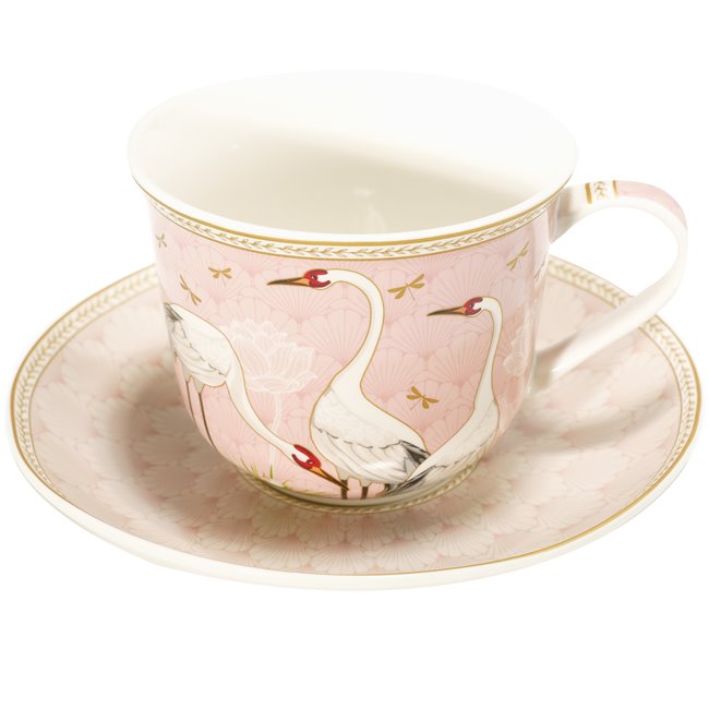 Breakfast cup with saucer Dancing Herons, 400ml, H9.7 D17.5c