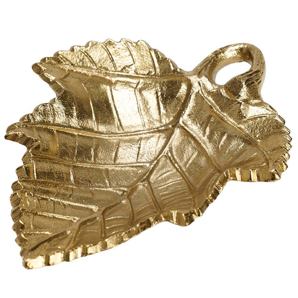 Deco dish Leaf, aluminium, golden, 3x19x18.4cm