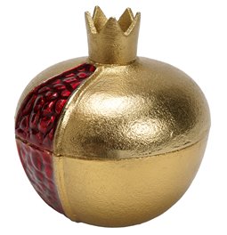Canister Pomegranate, aluminium, golden, H13.3 D12.7cm