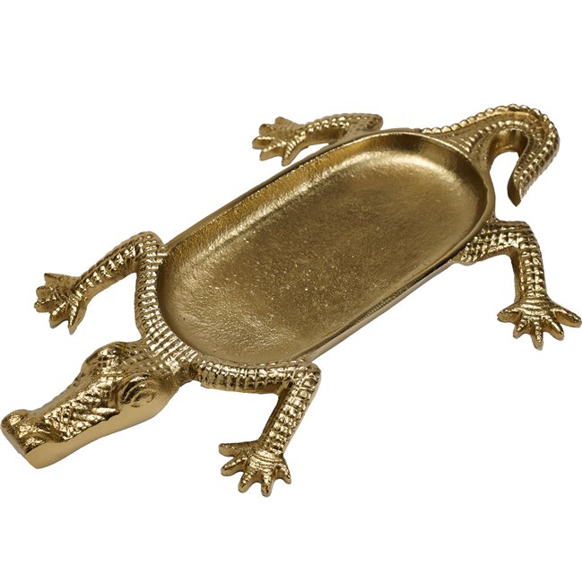 Tray Crocodile, aluminium, golden, 3.8x40.6x25.4cm