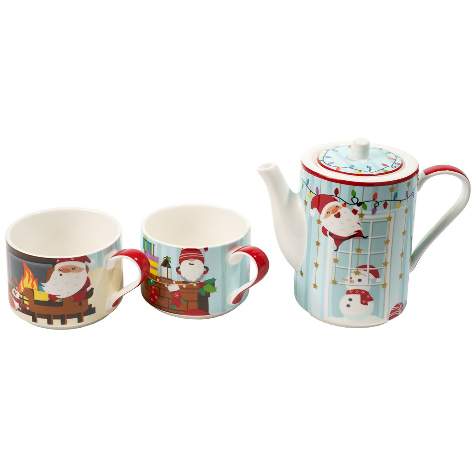 Porcelain tea for two SANTA BY THE FIRE, 500 ml 