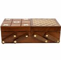 Wooden/brass game box w/set of 4 games, 26x13xH6.5cm