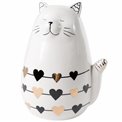 Decor Cat with heart, ceramic, black/white, 13x10x8cm