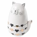 Decor Cat with heart, ceramic, black/white, 13x10x8cm