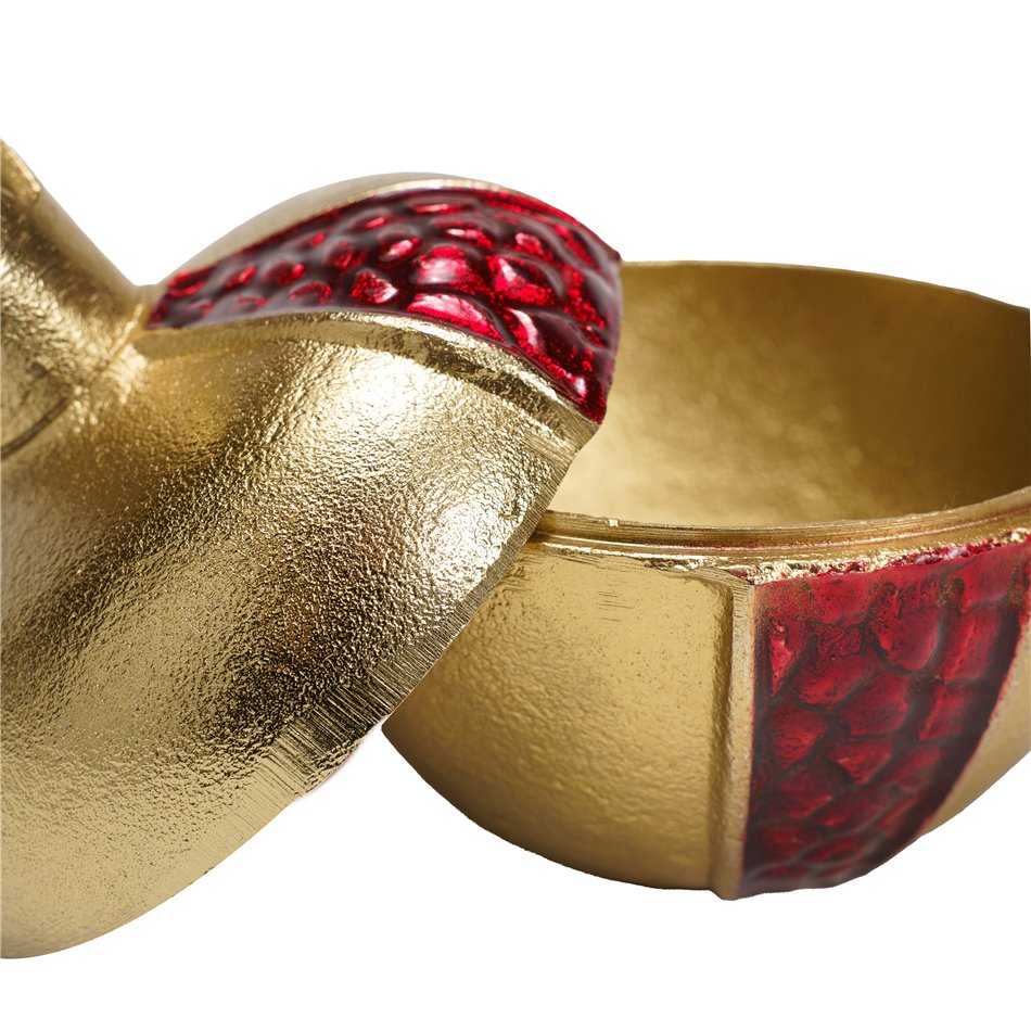 Canister Pomegranate, aluminium, golden, H13.3 D12.7cm