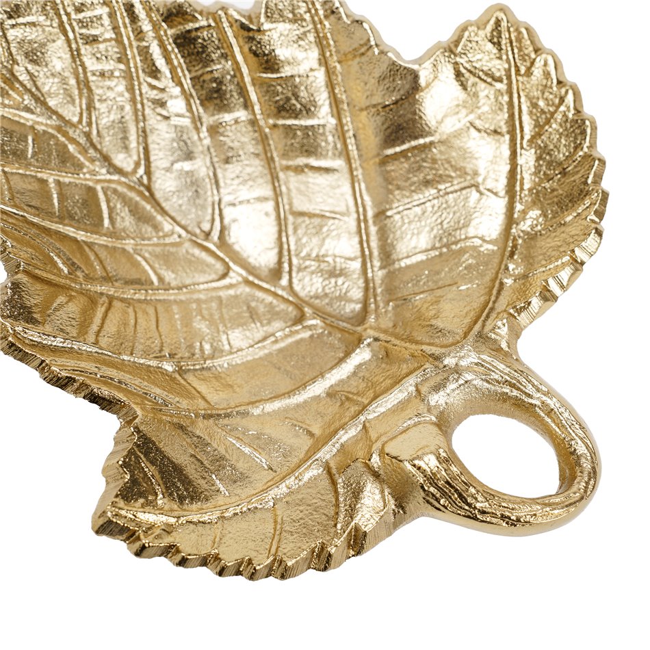 Deco dish Leaf, aluminium, golden, 3x19x18.4cm