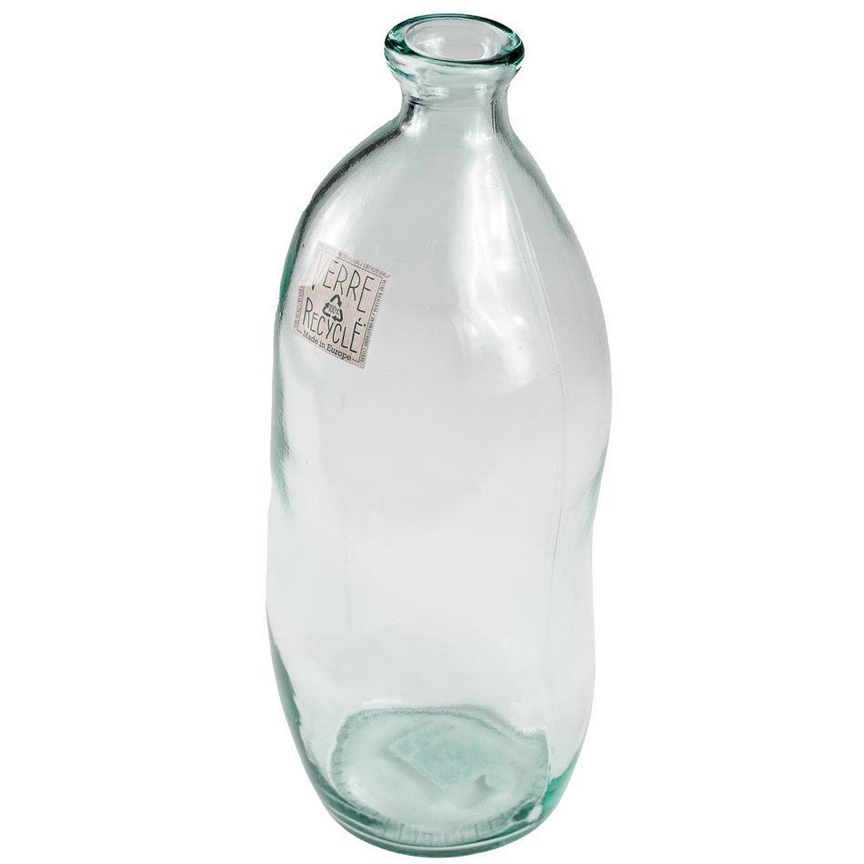 Vase Bottle Recyc, clear glass, H35cm D14cm