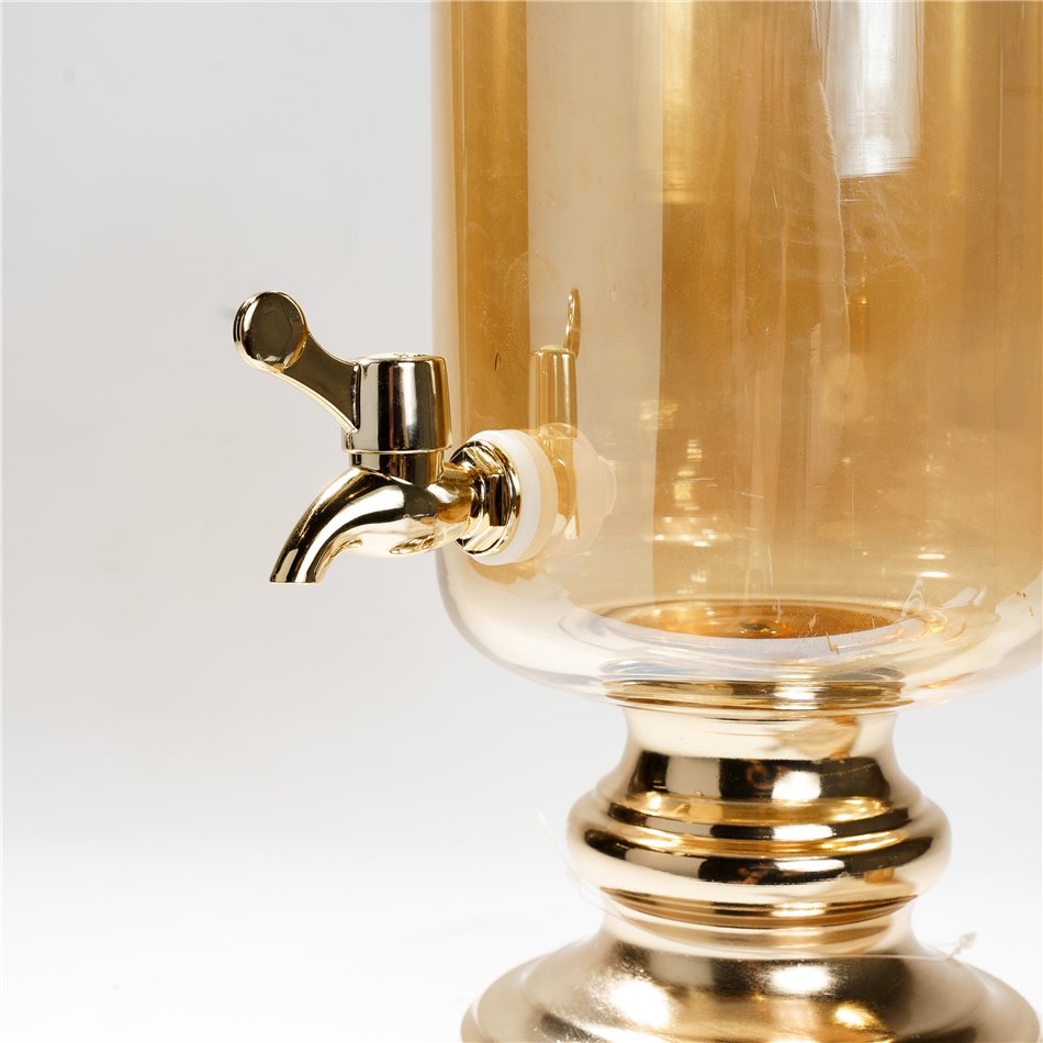 Stikla trauks ar krānu, zelta/ dzintara, 53x14x14cm, 4000ml