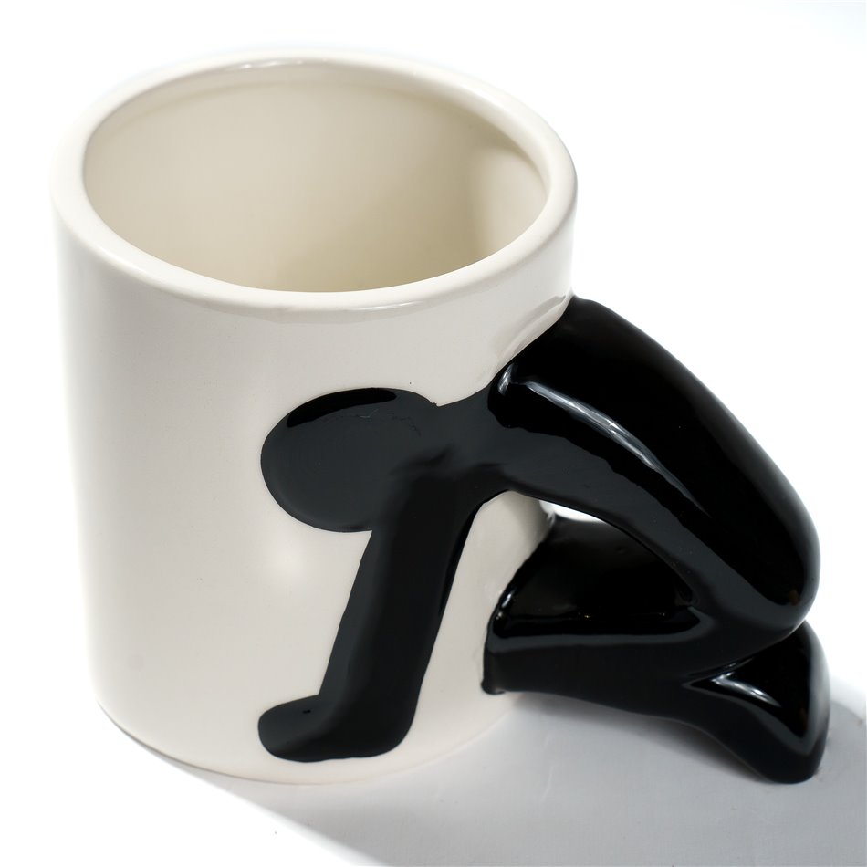 Mug white/black, ceramic, 10x8x9cm, 300ml