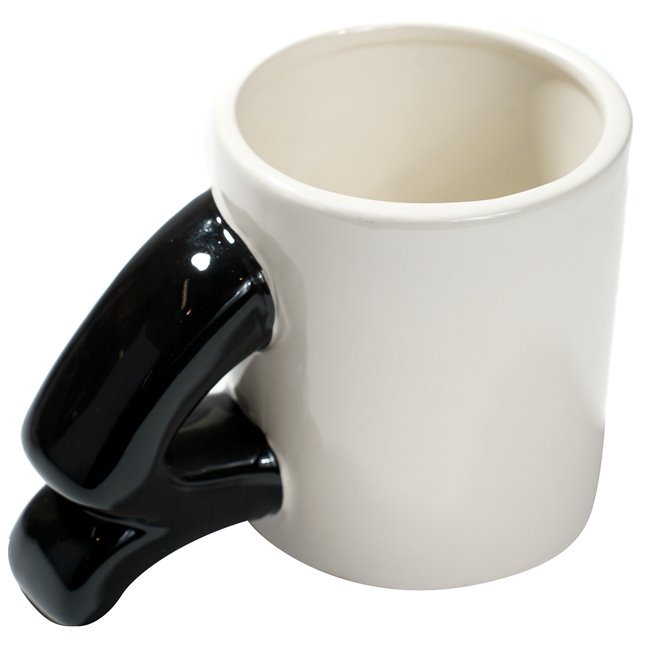 Mug white/black, ceramic, 10x8x9cm, 300ml