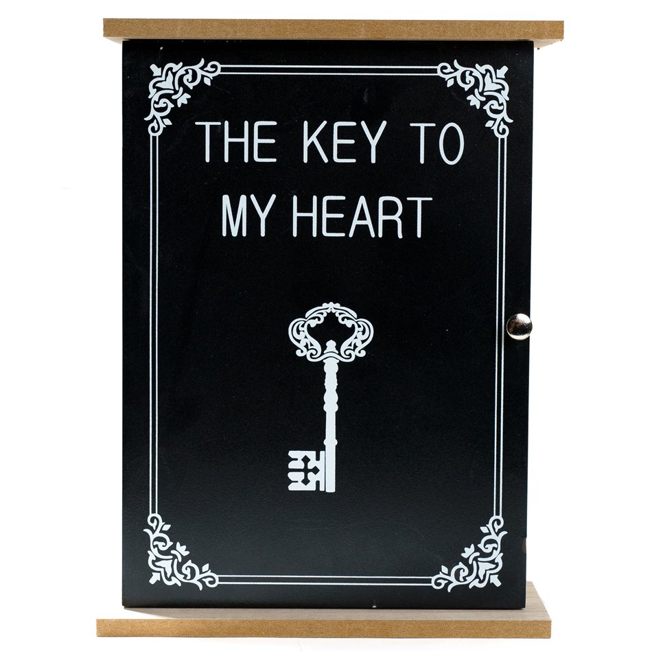 Key box, wooden, black/natural, 27X20X7cm