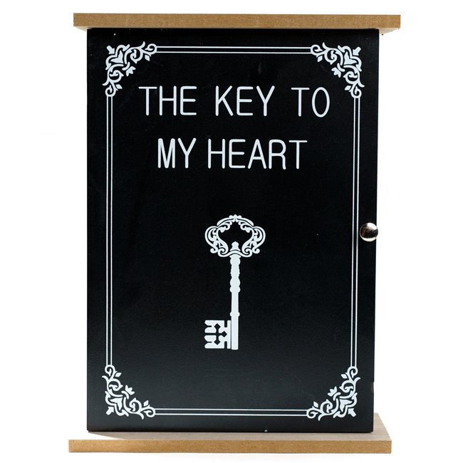 Ящик для ключей, деревянный, черный/нат, 27X20X7cm