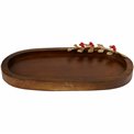 Wood oval tray Oden w/leaf/ redberry, 6x42.5x22cm