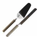 S/2 Cake Server with Ribbed Handle, knife 29cm, server 26cm
