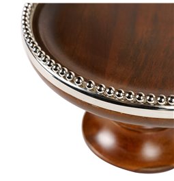 Wooden cake stand Oliva w/beaded border,D25x8HTx13cm