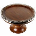 Wooden cake stand Oliva w/beaded border,D25x8HTx13cm