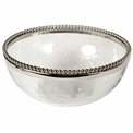 Glass hammered bowl Oliva w/ beaded stand, D25x11cm