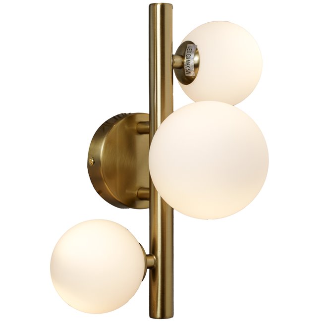 Wall lamp Rade opalwhite/brass, 28x21xH19cm, G9x3, MAX 5W