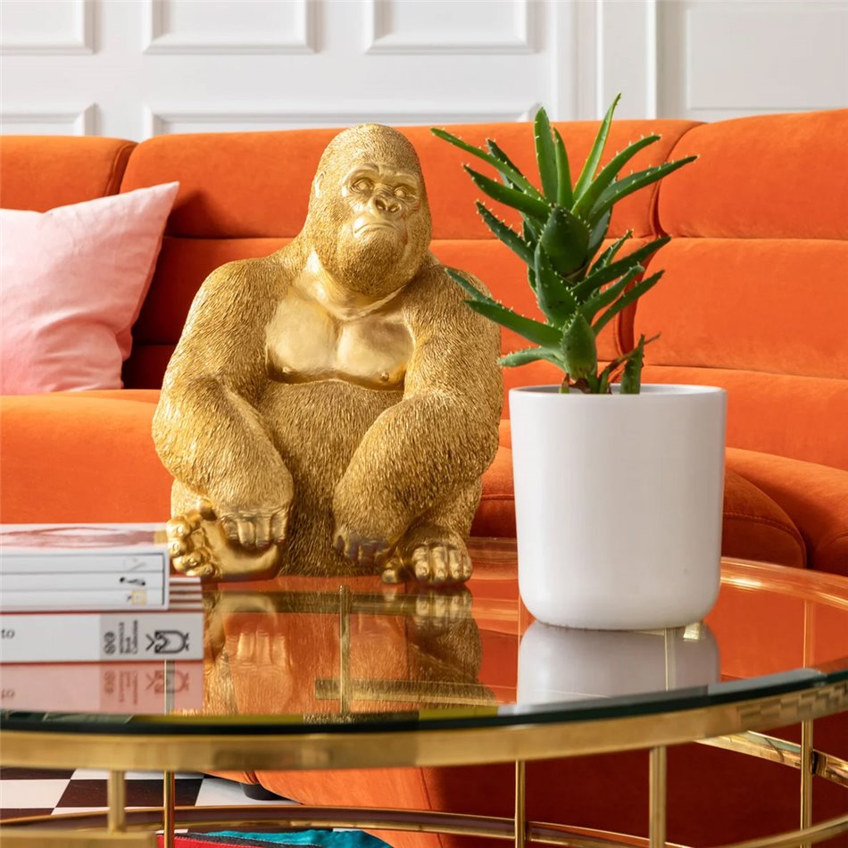 Декоративная фигура Gorilla, medium, золотого цвета, 39x30x28cm