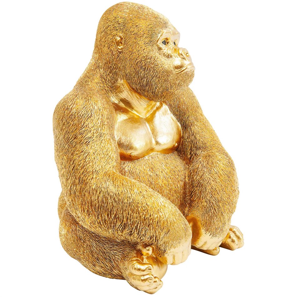 Deco figurine Gorilla, medium, gold, 39x30x28cm