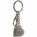 Keychain Crystal heart, silver, D3.5cm