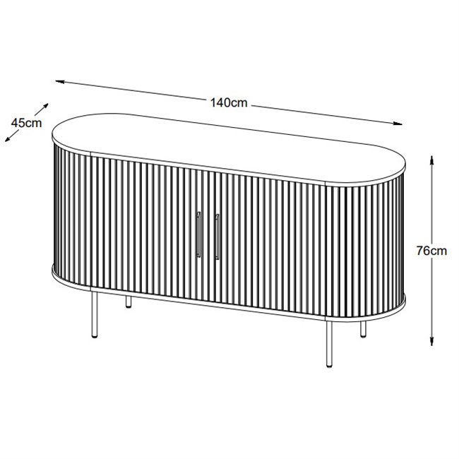 Sideboard Nola, black oak veneer/MDF, H76x140x45cm