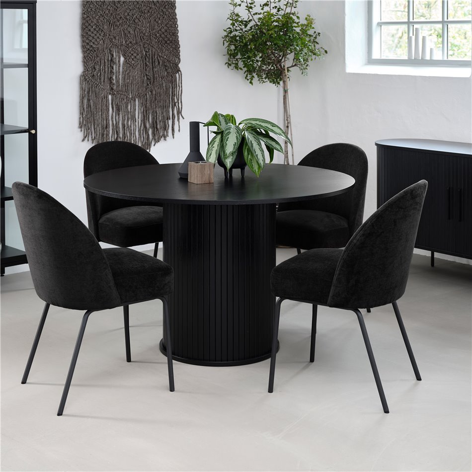 Table Nola, black oak veneer/MDF, D120cm, H75cm