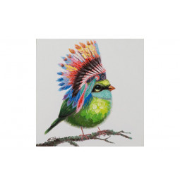 Picture Bird green IL, 40x40cm