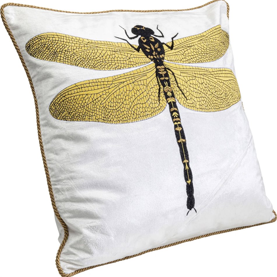 Декоративная подушка Glitter Dragonfly, белая, 40x40cm