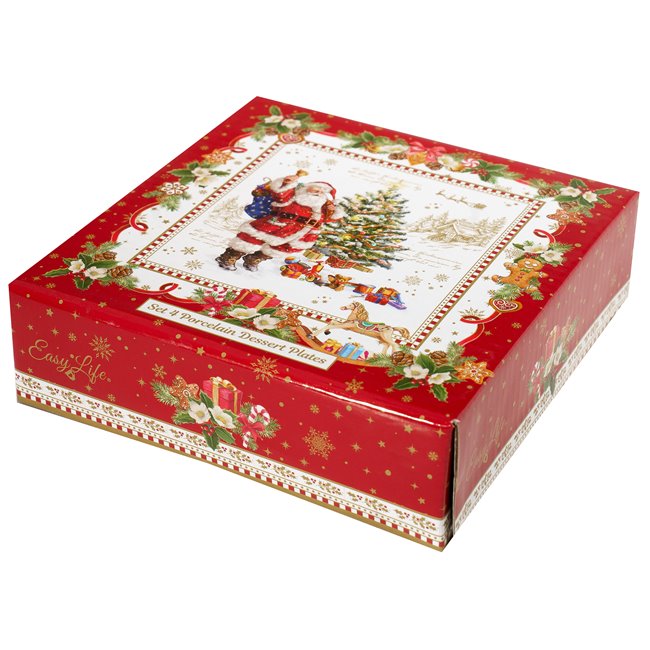 Тарелка для десерта x4 CHRISTMAS MEMORIES, фарфор, H1,5 D16cm 