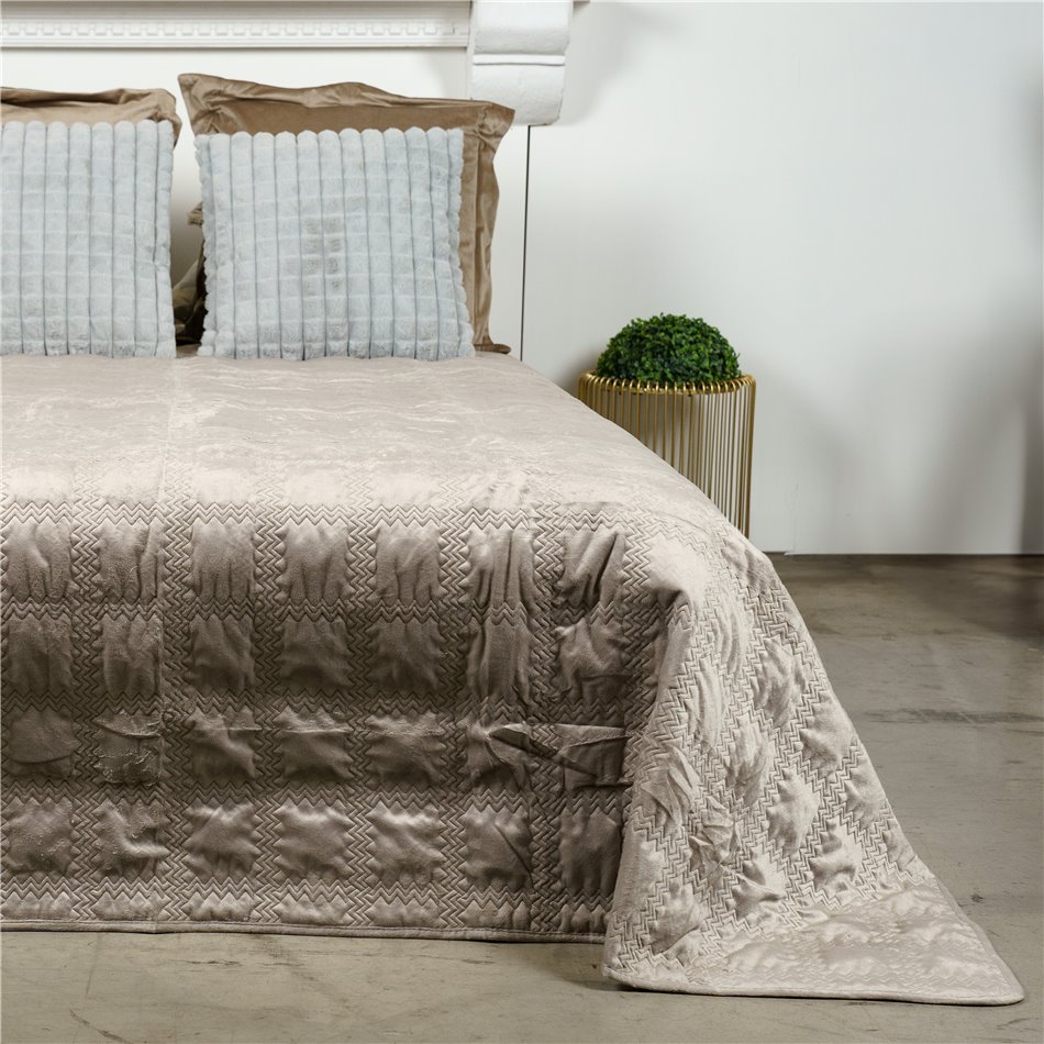 Bed cover Juta, taupe, velvet, 160x220cm