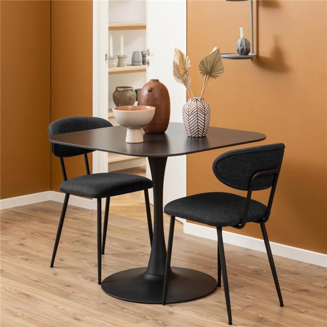 Dining table Amalta, black ceramic, 75x90x90cm