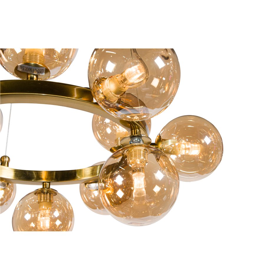 Griestu lampa Radom amber, H12-30cm, D50cm, G9x12 Max 35W