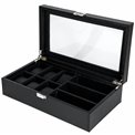 Watch and glasses box, black PU, 35x20x9cm