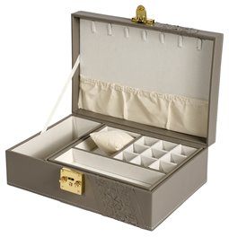 Jewellery box Hannja laser, beige PU, H9x27x18cm