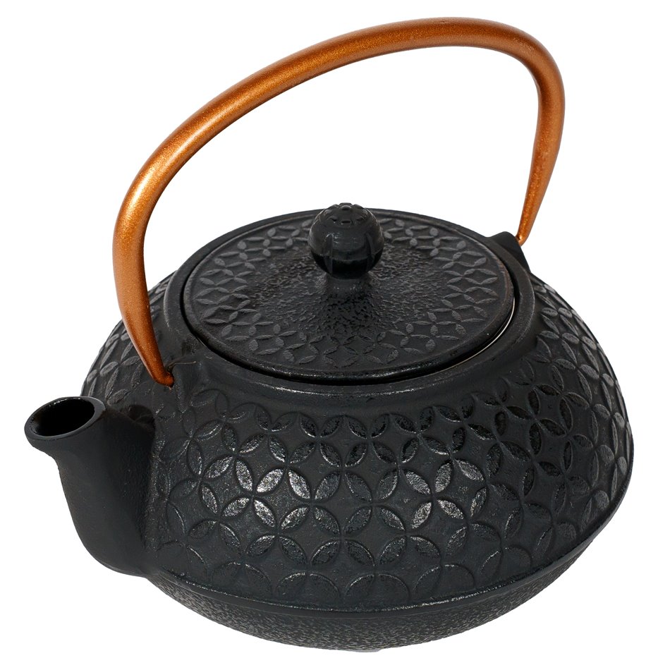 Teapot Flower, black, cast iron, 1L, 19.2x15.4x9cm