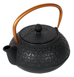Teapot Flower, black, cast iron, 1L, 19.2x15.4x9cm