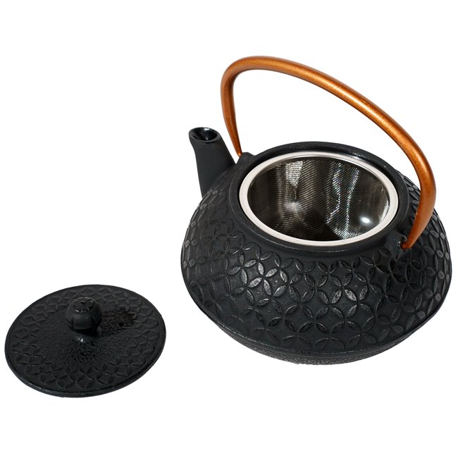 Teapot Flower, black, cast iron, 1L, 19.2x15.4x9cm