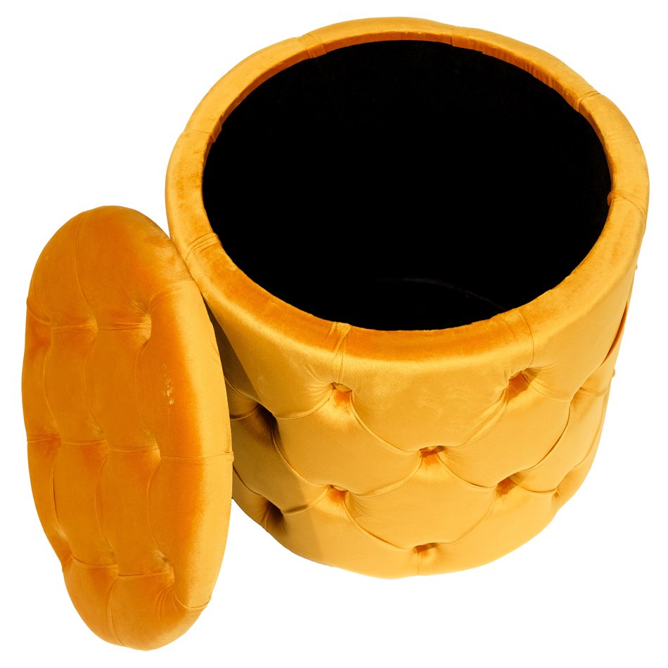 Пуф с ящиком для хранения Mainburg C золотого цвета, бархат, 43x43x43cm