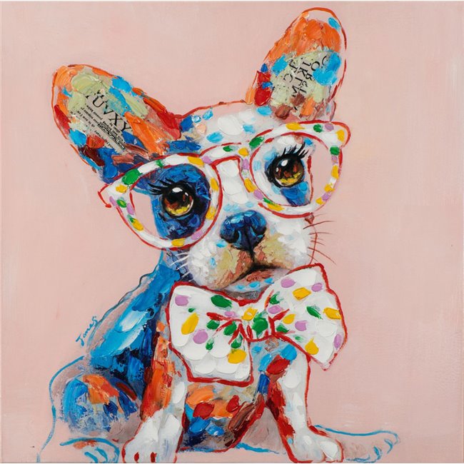Picture Funny dog with glassess, 70x70cm