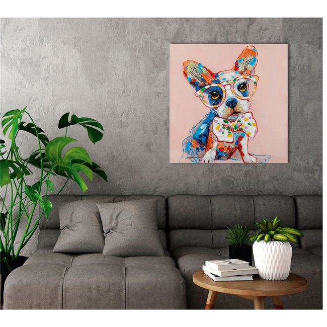 Picture Funny dog with glassess, 70x70cm